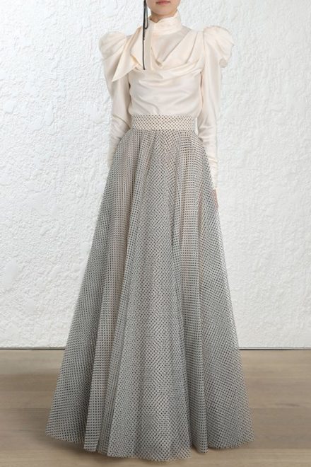 Тюлева спідниця із флок-напиленням polka dot