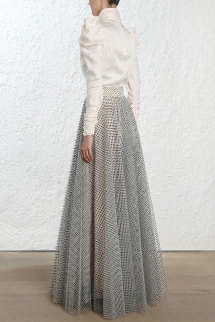 Тюлева спідниця із флок-напиленням polka dot