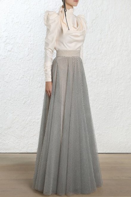 Тюлева спідниця із флок-напиленням polka dot