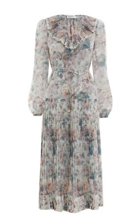Сукня зі спідницею плісе та акварельним принтом