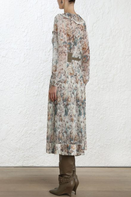 Сукня зі спідницею плісе та акварельним принтом