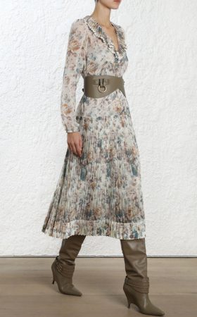 Сукня зі спідницею плісе та акварельним принтом