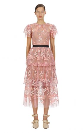 Рожева сукня з топом-бюст’є та контрастним поясом