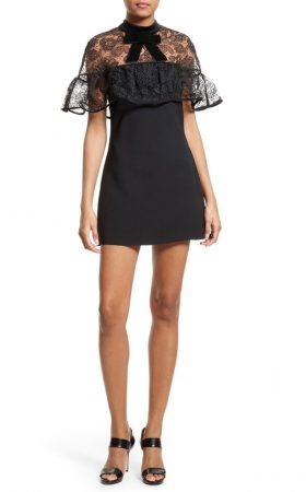 Чорна міні-сукня з мереживною кокеткою