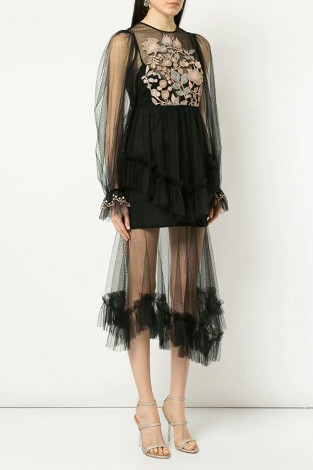 Чорна сукня Beyond з контрастною вишивкою