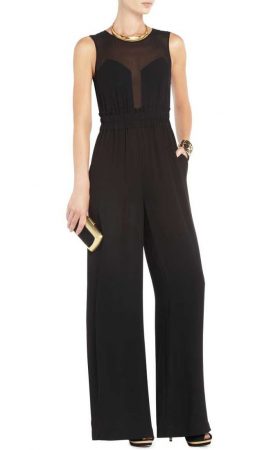 Чорний комбінезон Kiara з прозорою кокеткою