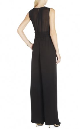 Чорний комбінезон Kiara з прозорою кокеткою