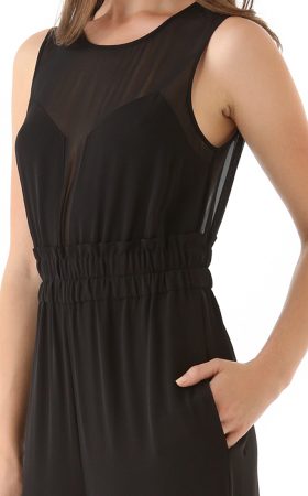 Чорний комбінезон Kiara з прозорою кокеткою