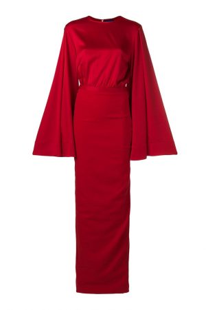 Розкішна яскраво-червона сукня з рукавами кімоно