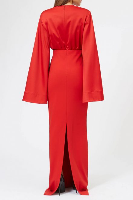 Розкішна яскраво-червона сукня з рукавами кімоно