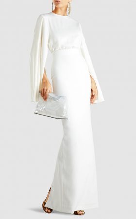 Білосніжна довга сукня з рукавами кімоно