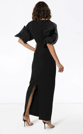 Чорна сукня-міді Ellice з акцентними рукавами