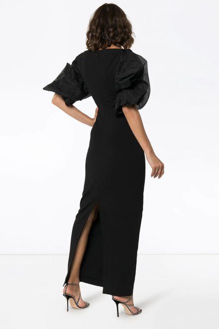 Чорна сукня-міді Ellice з акцентними рукавами