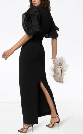 Чорна сукня-міді Ellice з акцентними рукавами