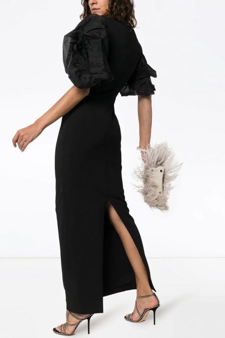 Чорна сукня-міді Ellice з акцентними рукавами