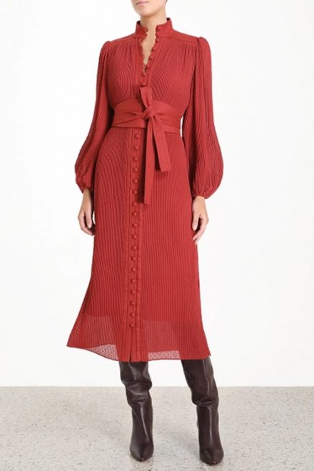 Плісирована сукня Espionage відтінку стиглого граната