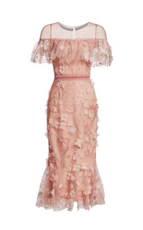 Ніжна коктейльна сукня з вишивкою та аплікацією