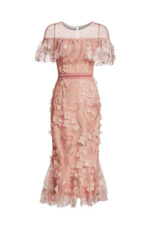 Ніжна коктейльна сукня з вишивкою та аплікацією