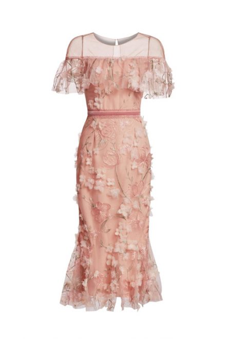 Ніжна коктейльна сукня з вишивкою та аплікацією