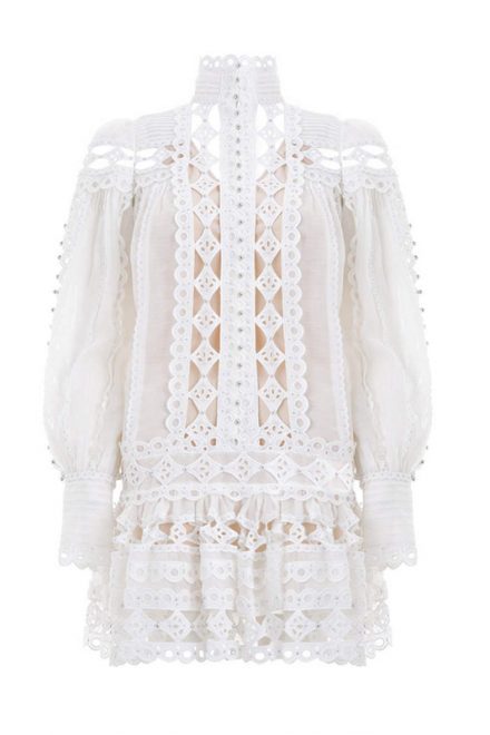 Подіумна сукня з авторською вишивкою та мереживом