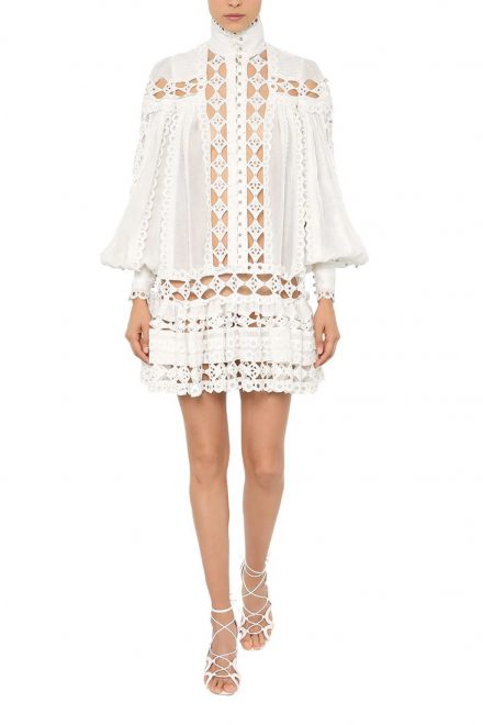 Подіумна сукня з авторською вишивкою та мереживом