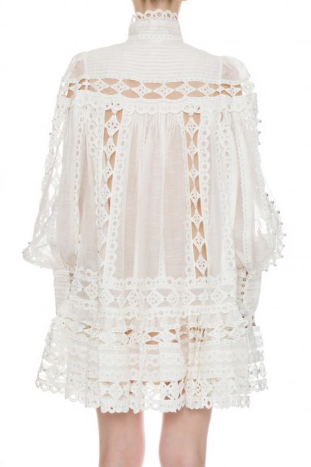 Подіумна сукня з авторською вишивкою та мереживом