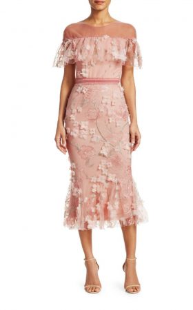 Ніжна коктейльна сукня з вишивкою та аплікацією