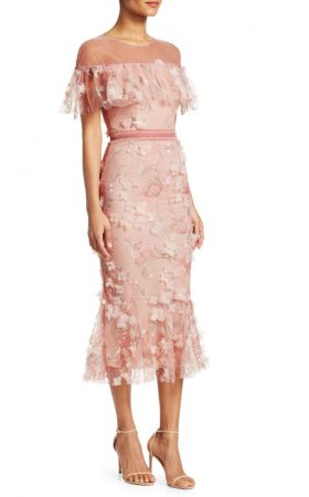 Ніжна коктейльна сукня з вишивкою та аплікацією