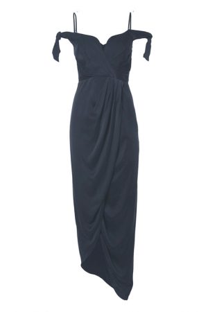 Чорна шовкова асиметрична сукня