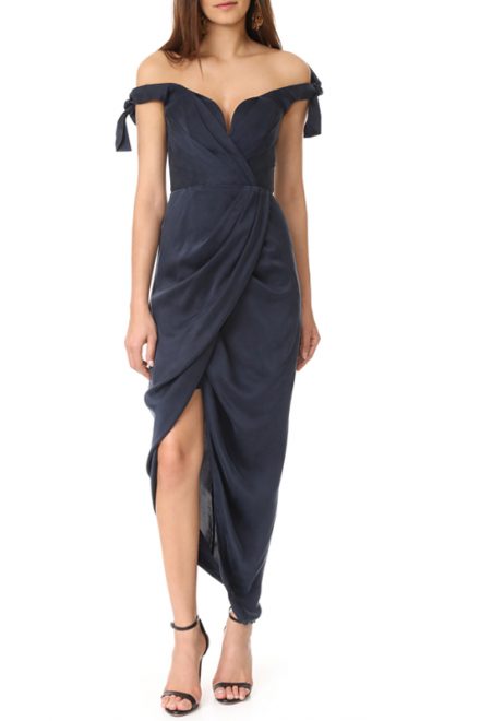 Чорна шовкова асиметрична сукня