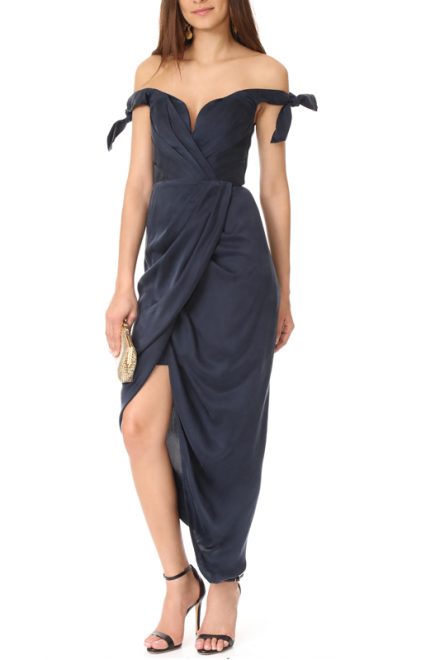 Чорна шовкова асиметрична сукня