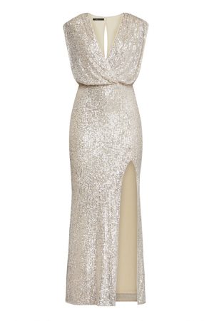 Блискуча сукня з високим розрізом