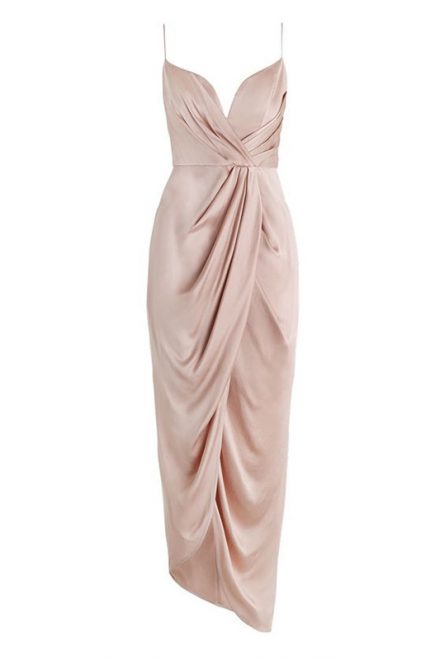 Асиметрична сукня-міді кольору золотистої півонії