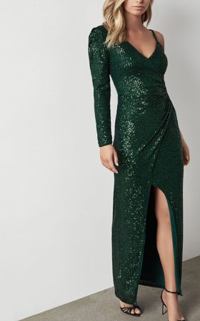 Малахітова мерехтлива асиметрична сукня