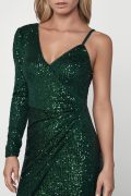 Малахітова мерехтлива асиметрична сукня