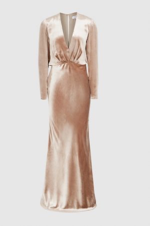 Бархатное пудровое платье Klara