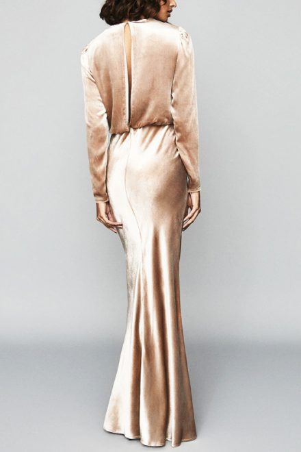 Бархатное пудровое платье Klara