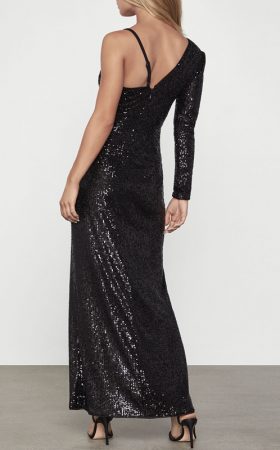 Чорна асиметрична мерехтлива сукня