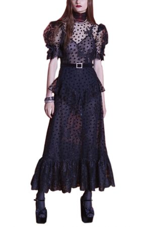 Чорна напівпрозора сукня з флок-напиленням polka dot