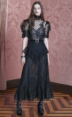 Чорна напівпрозора сукня з флок-напиленням polka dot