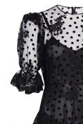 Чорна напівпрозора сукня з флок-напиленням polka dot