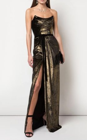 Драпірована сукня кольору червоного золота