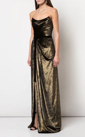 Драпірована сукня кольору червоного золота