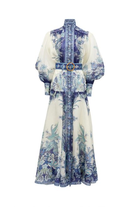 Шовкова сукня Glassy Billow з біло-блакитним принтом