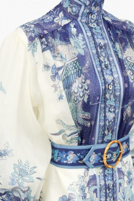 Шовкова сукня Glassy Billow з біло-блакитним принтом