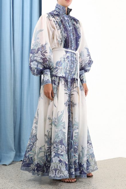 Шовкова сукня Glassy Billow з біло-блакитним принтом