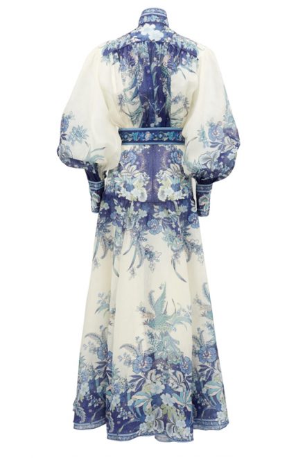 Шовкова сукня Glassy Billow з біло-блакитним принтом