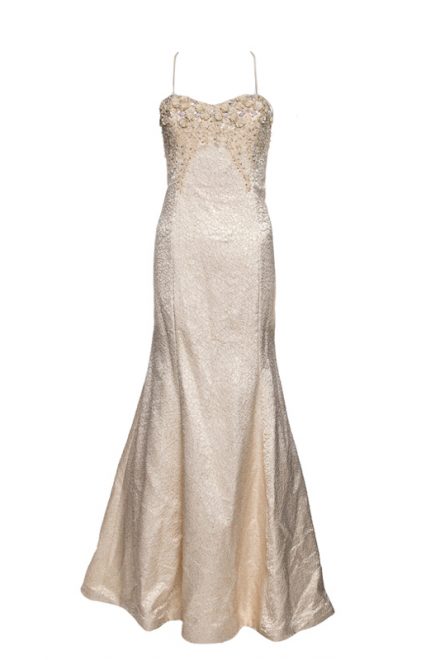 Вечірня сукня з вишивкою паєтками по топу