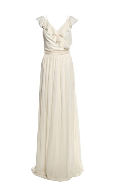 Сукня кремового відтінку з воланом на топі