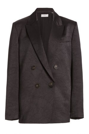 Чорний жакет із жатого атласу